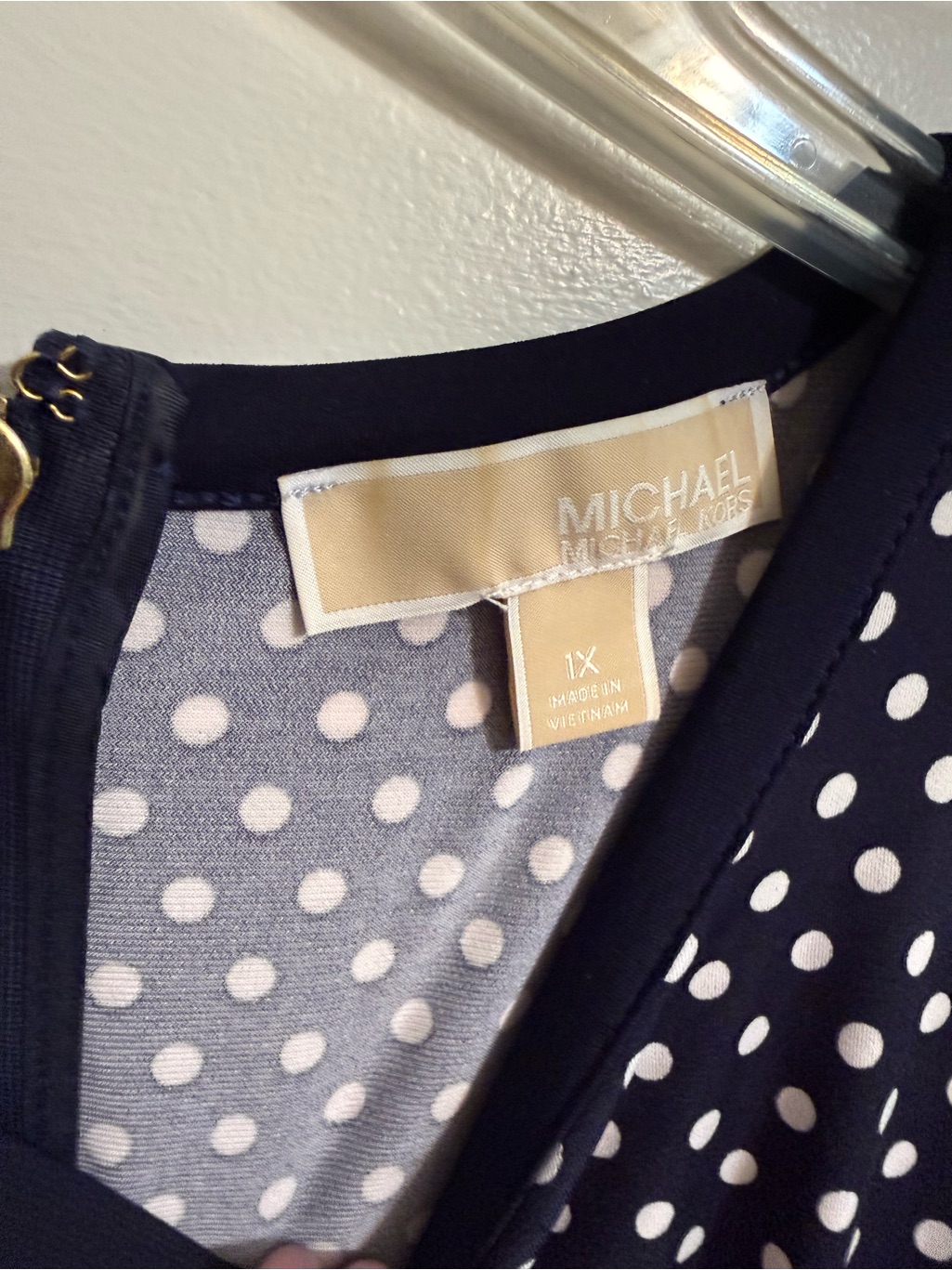 Michael Michael Kors Navy And White Polka Dot Sleeveless Top